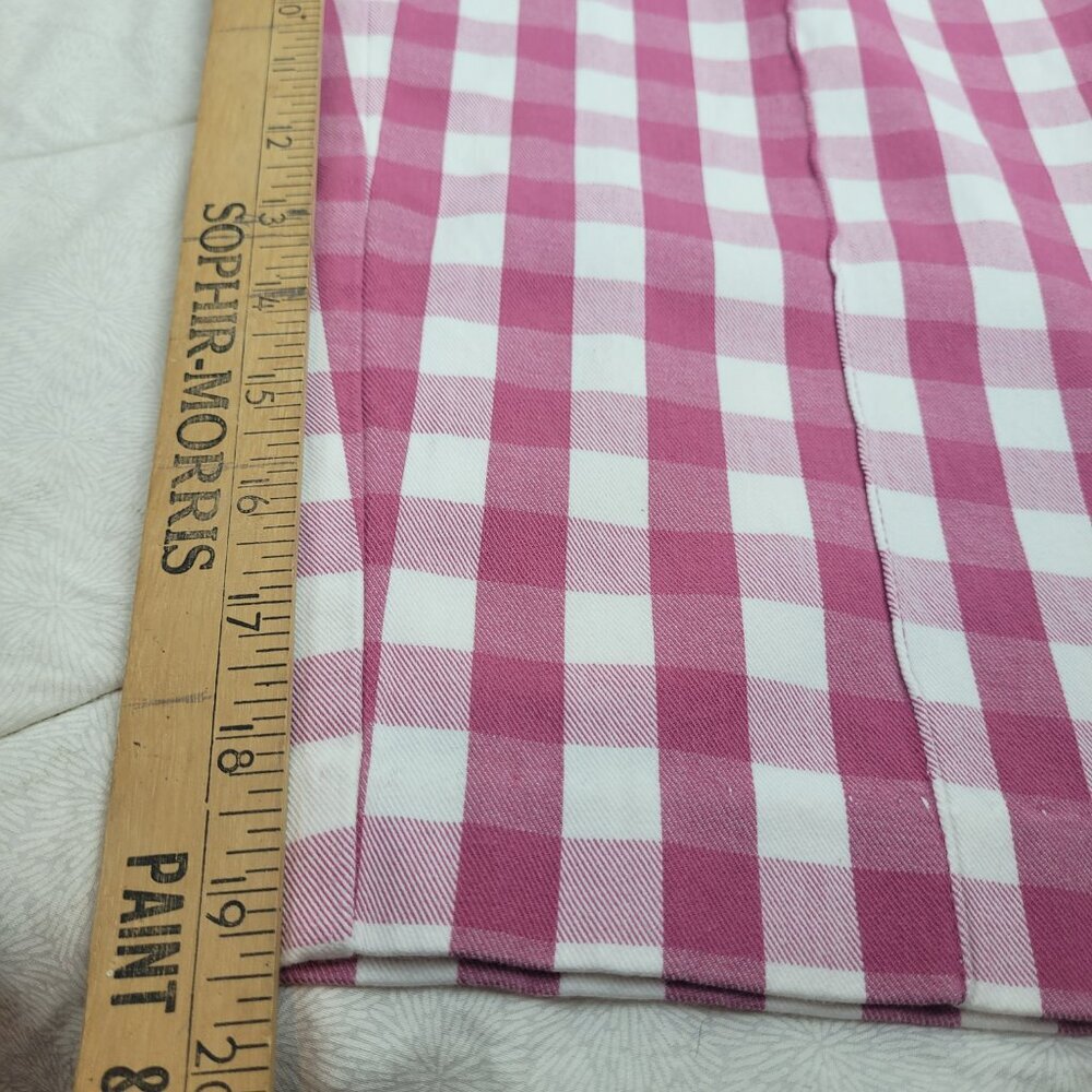 Time and Tru pink white gingham check capri pants zip front pockets pinup 18 - Picture 10 of 11